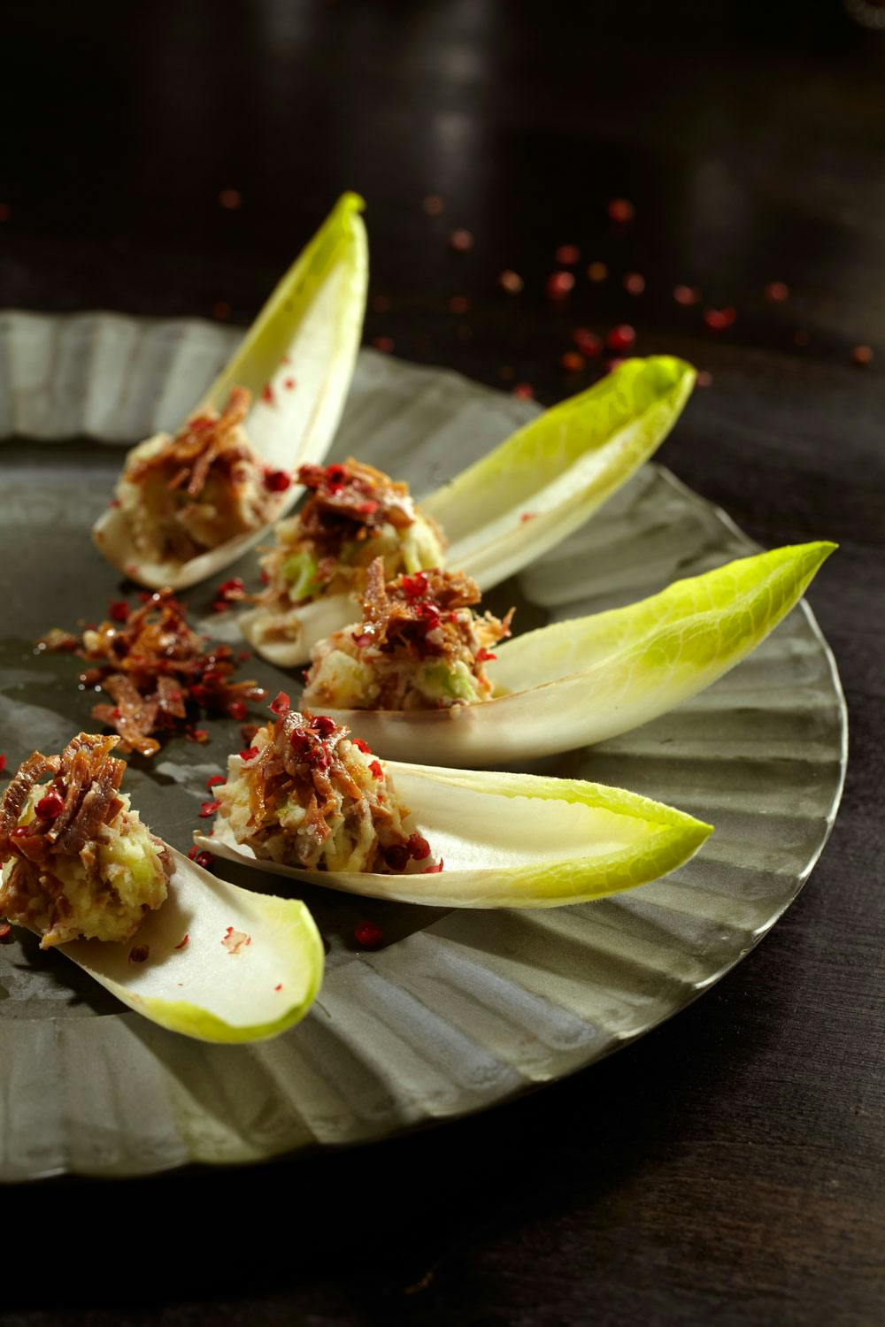 Endive med pinnekjøttbrandad
